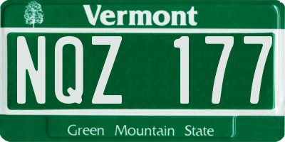 VT license plate NQZ177