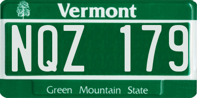 VT license plate NQZ179