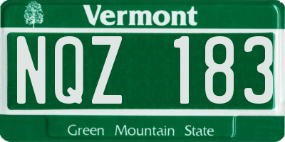VT license plate NQZ183