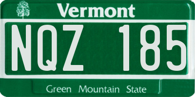 VT license plate NQZ185