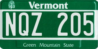 VT license plate NQZ205