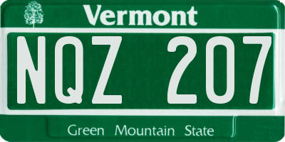 VT license plate NQZ207