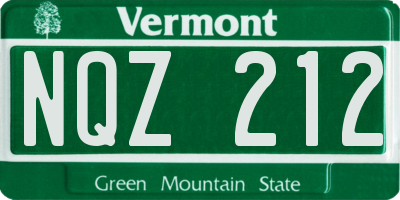 VT license plate NQZ212