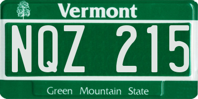 VT license plate NQZ215