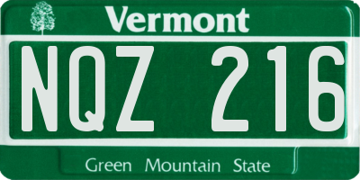 VT license plate NQZ216
