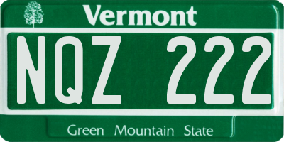 VT license plate NQZ222
