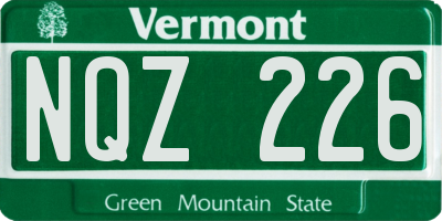 VT license plate NQZ226
