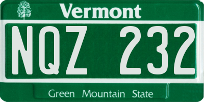 VT license plate NQZ232