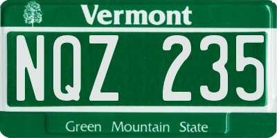 VT license plate NQZ235