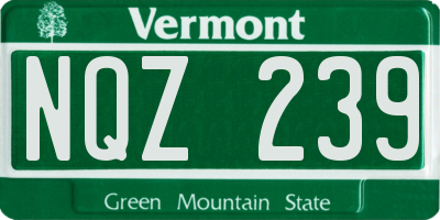 VT license plate NQZ239