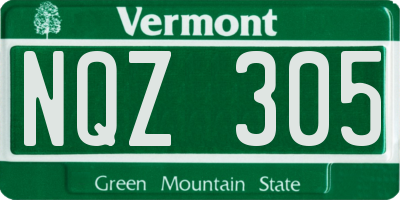 VT license plate NQZ305