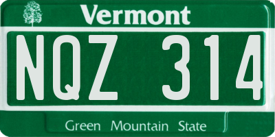 VT license plate NQZ314