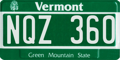 VT license plate NQZ360