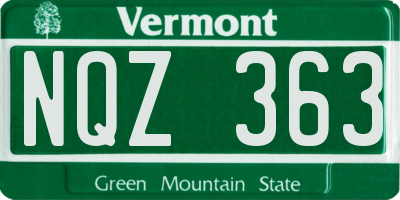 VT license plate NQZ363