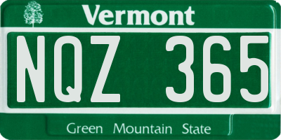 VT license plate NQZ365