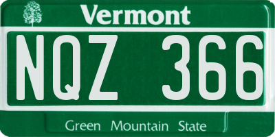 VT license plate NQZ366