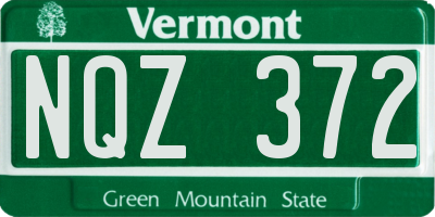 VT license plate NQZ372