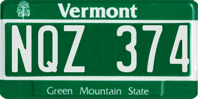 VT license plate NQZ374