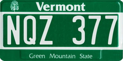 VT license plate NQZ377