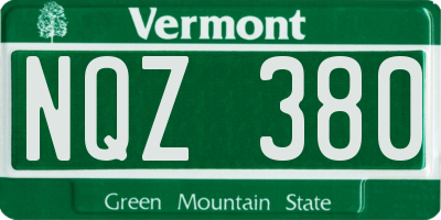 VT license plate NQZ380