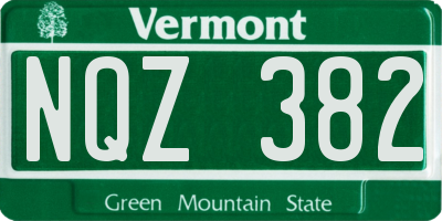 VT license plate NQZ382