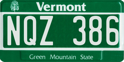 VT license plate NQZ386