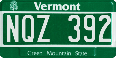 VT license plate NQZ392