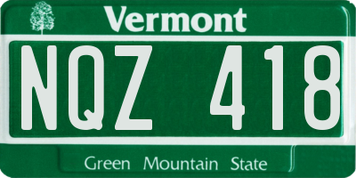VT license plate NQZ418