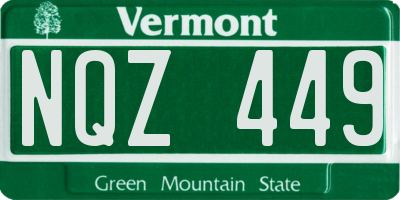 VT license plate NQZ449