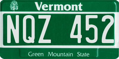 VT license plate NQZ452