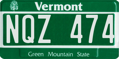 VT license plate NQZ474