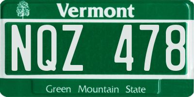 VT license plate NQZ478
