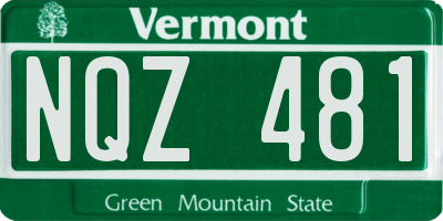 VT license plate NQZ481