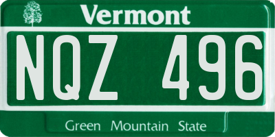 VT license plate NQZ496
