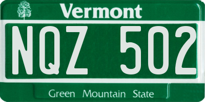 VT license plate NQZ502