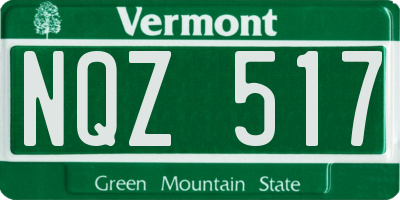 VT license plate NQZ517