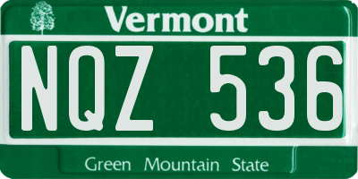 VT license plate NQZ536