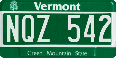 VT license plate NQZ542