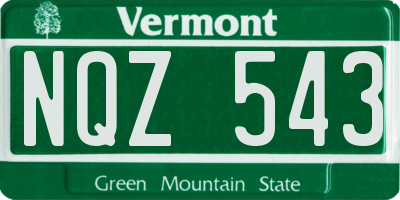 VT license plate NQZ543