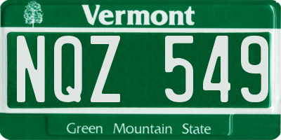 VT license plate NQZ549
