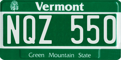 VT license plate NQZ550