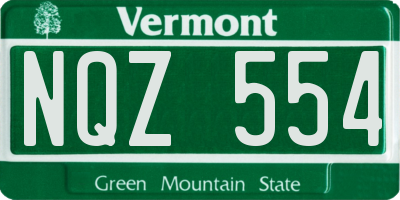 VT license plate NQZ554