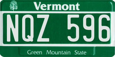 VT license plate NQZ596