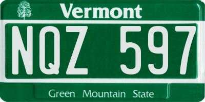 VT license plate NQZ597