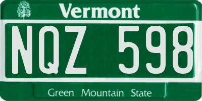 VT license plate NQZ598
