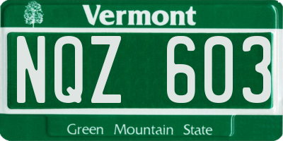 VT license plate NQZ603