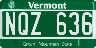 VT license plate NQZ636