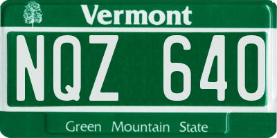 VT license plate NQZ640