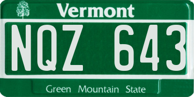 VT license plate NQZ643