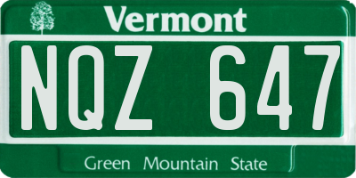 VT license plate NQZ647